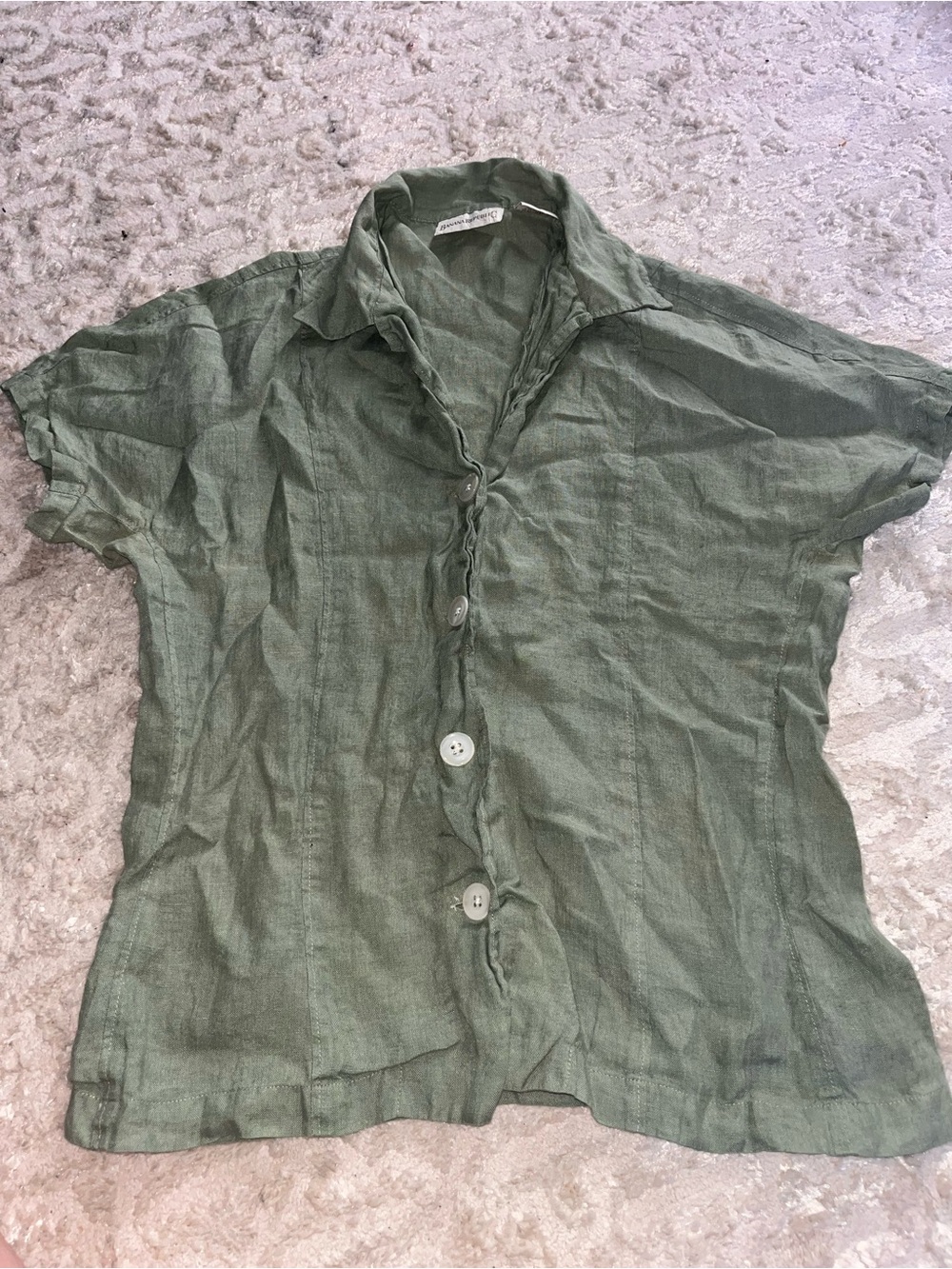 100% linen Banana Republic Olive Green Short-Sleeve Button-Down Shirt